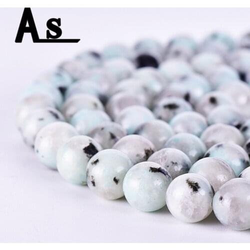 Asingeloo Black Line Rhodonite Tianshan Blue Stone Women Jewelry Fashion Making Loose Beads 4 6 8 10 12mm