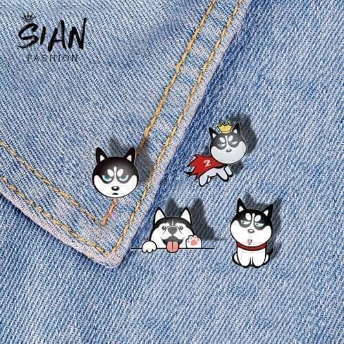 SIAN Cute Husky Cartoon Epoxy Pins Acrylic Brooch Pin Backpack Brooches Badges For Friends Gifts Jewelry Collection Accessories
