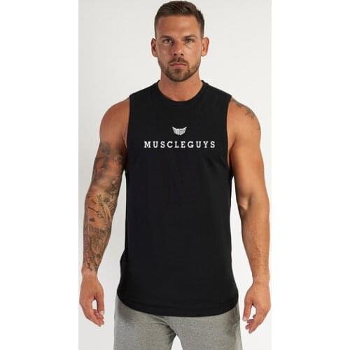 Muscleguys Brand Fitness Mens Muslce Vest Gym Tank Top Men Cotton Bodybuilding Singlets Fashion O-Neck Sports Sleeveless Shirt