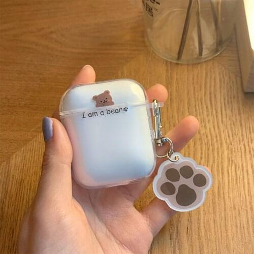 I AM A BEAR Cartoon Bear For Apple Airpods 1 2 Pro 3 Headset Case With Keyring Transparent Silicone Bluetooth Earphone Covers