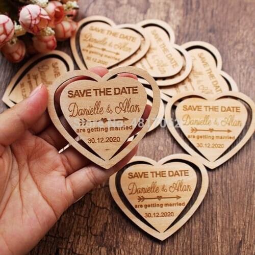 Wooden Save The Date Magnets Heart Save The Date Favor Wedding Tags Wedding Save The Date Card Wedding Favor Magnets Wooden