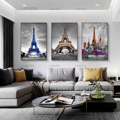 European City Church Landscape Canvas Painting Eiffel Tower In Paris Poster and Prints Wall Art Pictures for Room Home Decor