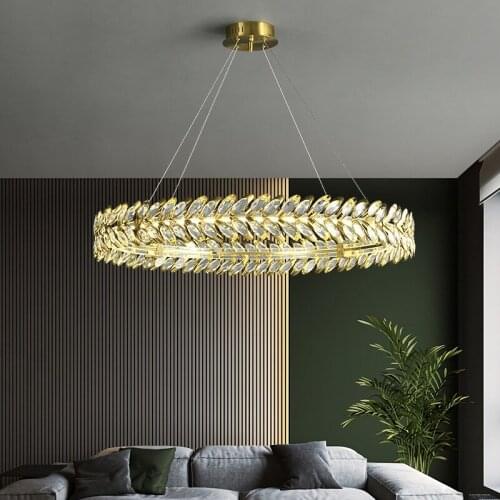 Crystal chandelier atmospheric gold wrought iron lamps transparent bright anti-corrosion for living room dining room bedroom
