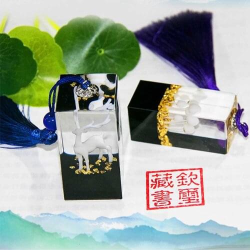 Chinese Style Classicial Resin Name Stamp With Tassel Customize Wood Seals Friends Student Birthday Graduration Gift Signature