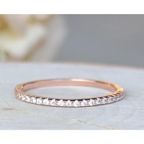 Fashion Thin Alloy Rhinestone Couple Ring Simple Fashion Rose Gold Finger Ring For Women Man Wedding Party Jewelry
