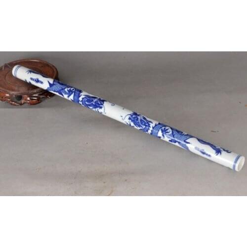 Collectible Decorated Old Handwork Porcelain Painted Flower Usable Flute