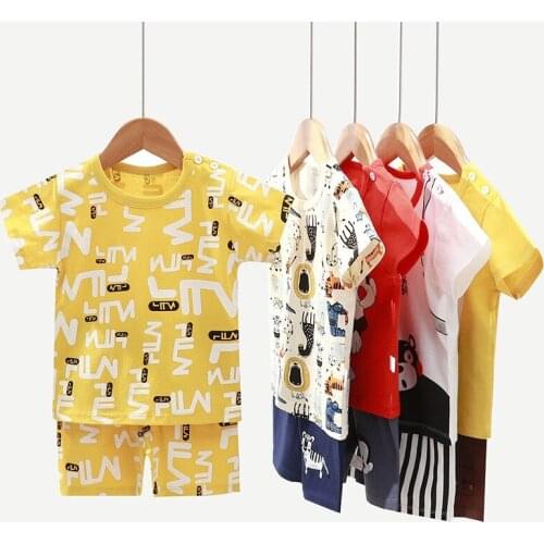 Short Sleeved Suit Boys Summer Clothes Childrens Cotton T-shirt Baby Thin Set New 2021 Toddler Girl Clothes