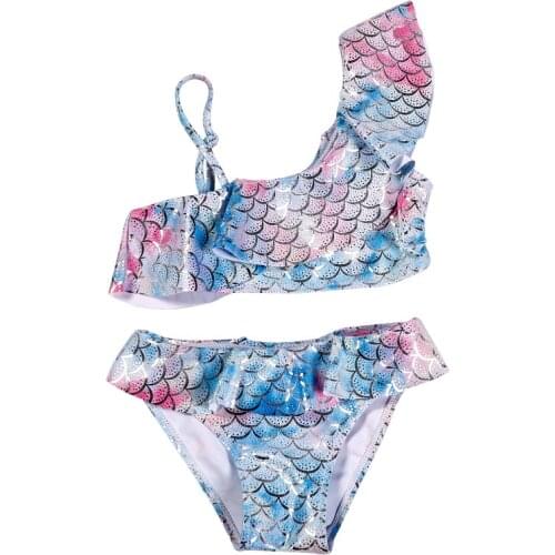 Mermaid Swimsuit Girls Split Fish Scale Printed One-Piece Swimsuit Cute Baby Kids Childrens Swimwear XYY-191