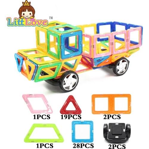 2017 Big Size 58Pcs Truck Magnetic Blocks Model Building Bricks Educational DIY Magnetic Designer Block Toys For Children