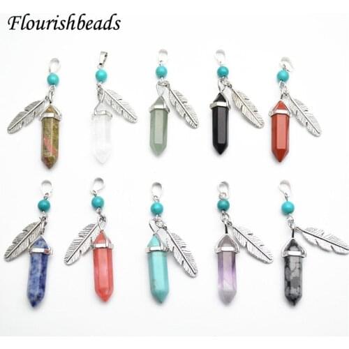 Metal Bead Cap Natural Energy Amethyst Agate Crystal Green Adventurine Pillar Point Pendant Fit DIY Jewelry Necklace Making