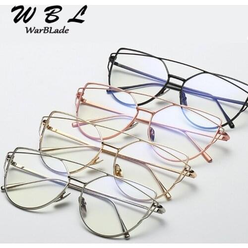 WarBLade Fashion Clear Lens Cat Eye Glasses Frame Women Gold Eyewear Frame Men Eyeglasses Optical Frame Reading Glasses Retro