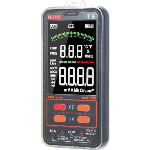 NJTY T5 6000 Counts True RMS Multimeter Digital Universal Tester 3.8-inch Large LCD Multi-Tester 600V Voltmeter 10A Ammeter
