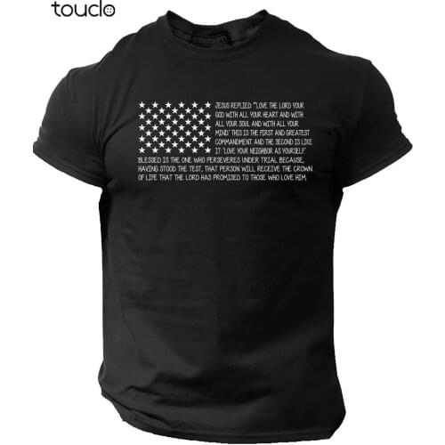 Bible T Shirt Mens USA Flag American Christian Bible Verse Gift Shirt