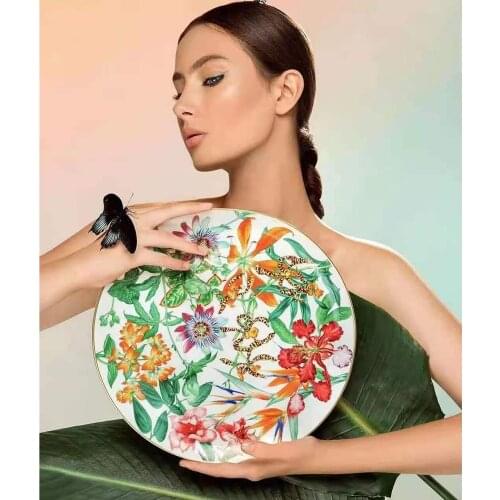 Top Grade Rainforest Ceramic Dinner Plates Dinnerware Plate Set Serving Dish Decorative Bowls for Home Decoration Trinket Tray