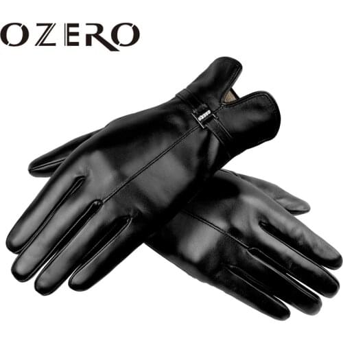 OZERO Womens Gloves Classic Sheepskin Genuine Leather Gloves Full Finger Autumn Winter Warm Golf Gloves 5041