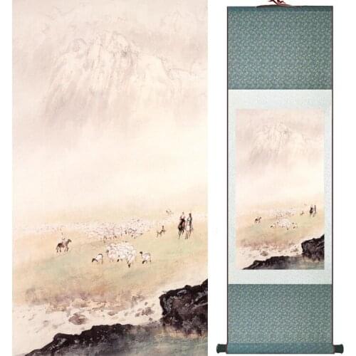 Landscape painting Home Office Decoration Chinese scroll painting mountain and River paintingPrinted painting050504