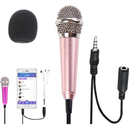 Portable Mini 3.5mm Handheld Mic Stereo Studio Mic KTV Karaoke Mini Microphone For The Mobile For Smart Phone Laptop PC Desktop