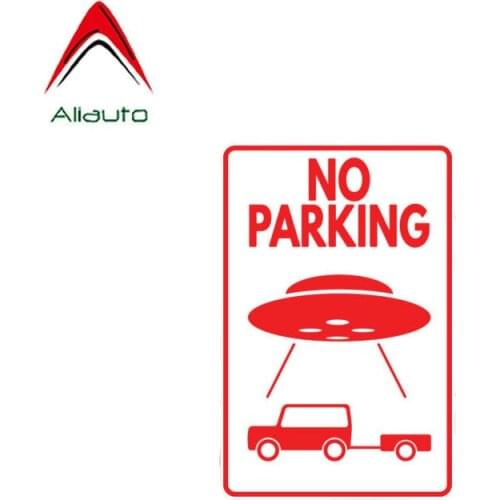 Aliauto Warning Car Sticker No Parking UFO Tow Away Zone Decal Accessories PVC for Gti Vw Golf 5 Nissan Juke Logan,11cm*7cm