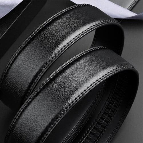 Headless Belt Strip 3.0 CM 3.5 CM Automatic Buckle Without Buckle Leather Design Pure Cowhide Lychee Pattern Without Head Belt