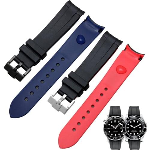 20mm 22mm Premium-Grade Silicone Watch Strap Curved End Waterproof Diving Sport Men Rubber Wrist Band Bracelet Accessories Belt