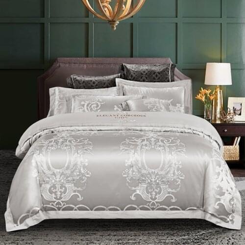 Luxury jacquard Bedding Set King Queen Size Bed Linen silk Cotton Duvet Cover Bed Sheet Set Pillowcases