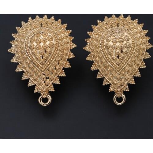 Earrings Post with Loop Hanger Hollow Drop Shape Base DIY Retro Metal Clip Stud Earrings Jewelry Findings 20x26mm