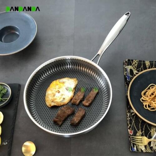 PANPANDA Stainless Steel Skillet Nonstick Fry Pan Induction Compatible Multipurpose Cookware Use for Home Kitchen or Restaurant