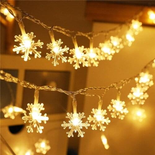 Battery-operated Garland Christmas Ornaments Decoration For New Year 2022 1.5M 3M 6M LED Snowflakes String Lights Warm White