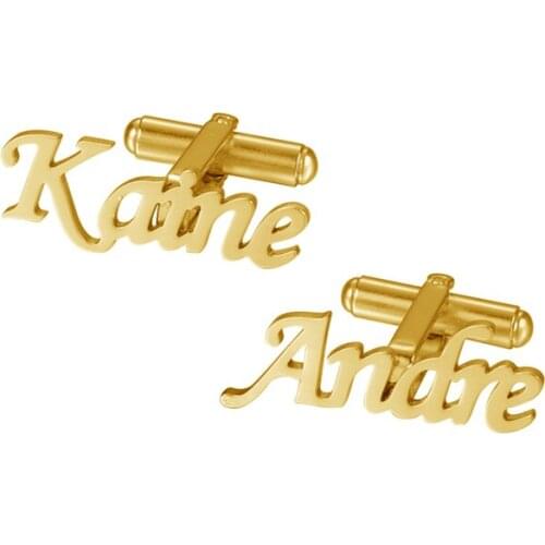 Custom Name Cufflinks Personalized Men Shirt Cuff Links Customized Logo Letter Gold Plated Stainless Steel Jewelry Father Gifts