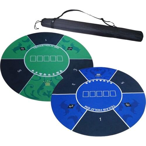 1.2m Round Deluxe Suede Texas Hold'em Pokers Tablecloth With Flower Pattern Casino Poker Set Board Game Mat With Carrying Bag