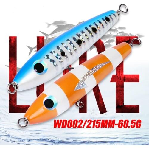 1PC Wood Lures VALHALLA Popper Saltwater Wood Baits 215mm/60.5g Fishing Tackle 8 Colors Topwater Fishing Baits