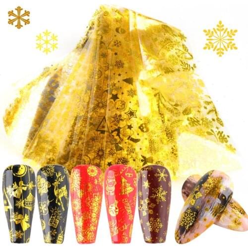 10Pcs Christmas Snowflake Transfer Foil Nail Art Decal Stickers Manicure Decor Accessories