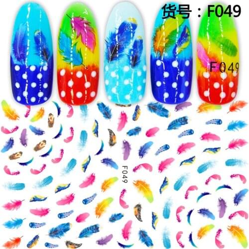 Colorful Feather Peacock Feather Nail Sticker Nail Art Decoration Accessories Popular Nail Sticker 10PCS