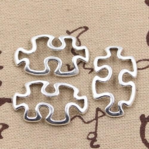 10pcs Charms Jigsaw Puzzle 30x18mm Antique Pendant fit,Vintage Tibetan Silver color,DIY Handmade Jewelry