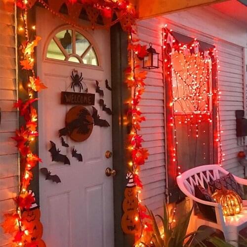2 pack silk maple string lights autumn Thanksgiving Decorations Battery Light for Halloween thanksgiving party hanging LED light