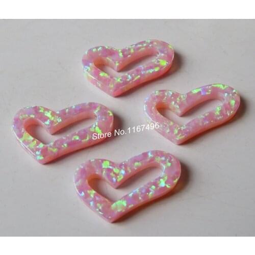 20pcs /lot 9.5mmx16mm Hollow Heart Opal Synthetic Hollow Heart Heart Fire Opal for DIY Jewelry Necklace
