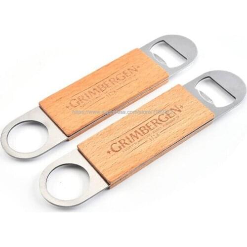 50pcs Stainless Steel Wooden Handle Opener Hanging Beer Bottle Openers Durable Beverage Corkscrew Bar Kitchen Wine Tools Gift