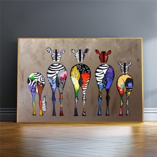 Abstract Zebra Canvas Art Paintings on The Wall Colorful Animals Art Prints African Animals Art Pictures for Room Wall