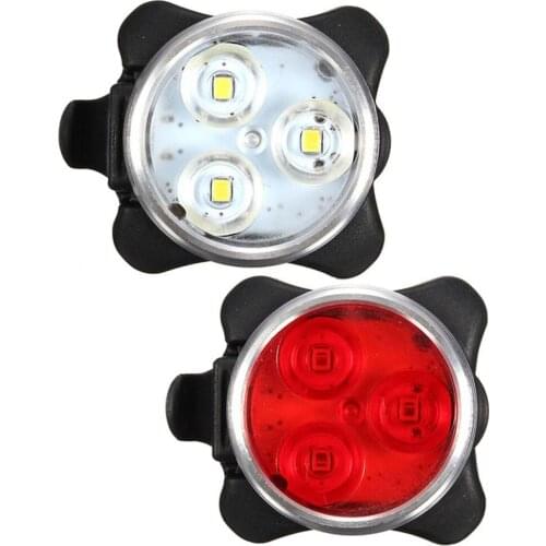 3LED USB Rechargeable Cycling Bicycle Bike Head Front Rear Tail Clip Light Lamp фонарь велосипедный WHStore