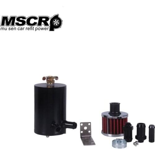Black Aluminum 180ml Engine Baffled Oil Catch Can/Tank with Filter