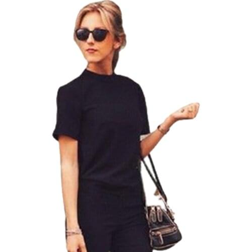 Black Open Back Summer Shirt For Women 2021 Fashion Sexy Short Sleeve Casual Blouse Lady Sexy O Neck Summer New Chiffon Tops