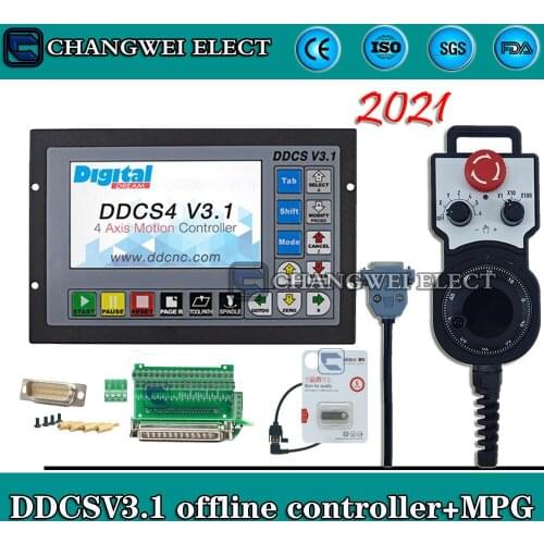 DDCSV3.1 CNC controller 3/4 axis motion control system 500KHz G code offline controller emergency stop electronic handwheel new