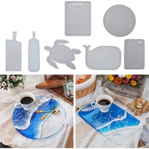 Beach Turtle Whale Tray Resin Mold Round Rectangle Serving Tray Coaster Silicone Molds Epoxy Resin Tray Molds Craft Tool