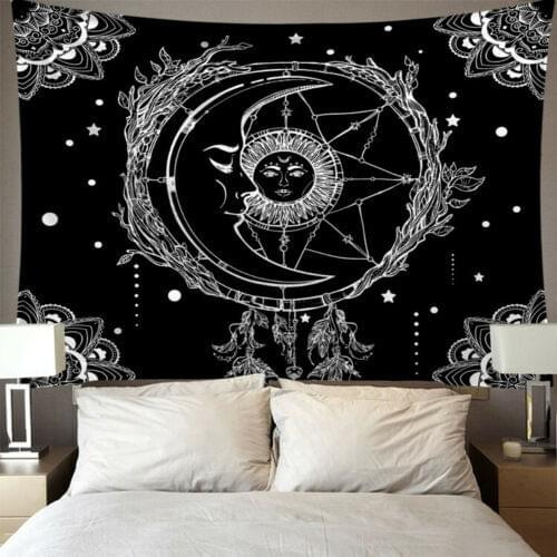 Star Moon Tapestry Wall Hanging Tarot Card Polyester Lion Moon Pattern Blanket Tapestry Home Decor Astrology Bedspread Beach Mat