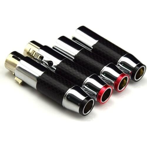 HIFI Audio Jack Black Carbon Fiber Rhodium Plated Female Male 3 Pins XLR Plug Connectors