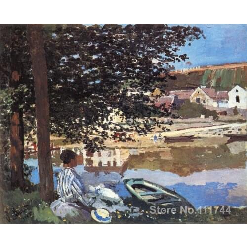Landscape paintings River Scene at Bennecourt by Claude Monet canvas art High quality Hand painted