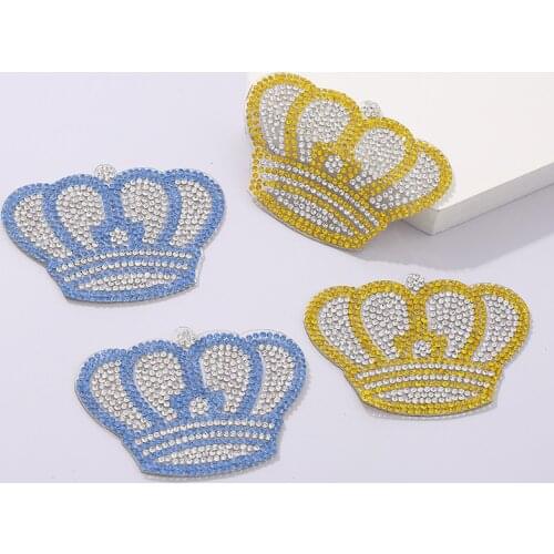 Crown Hat Cloth Stickers Diamond Heat Transfer Printing Shoe Accessory Clothing Hot Drilling Stickers DIY Sample Custom