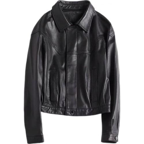 New Women Outerwear 100% Genuine Leather Jackets Sheepskin Short Coats Motorcycle Windbreak Clothing Spring Autumn Female Jacket