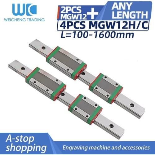 3D printer linear rail 2pcs MGW12 100 200 400 500 600 700 800 1000mm miniature linear slider 4pcs MGW12H MGW12C linear transport