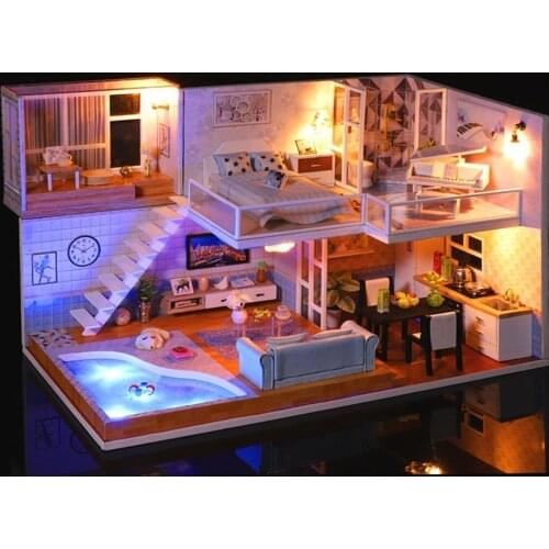 DIY Miniature Doll House Room with Furniture Handmade Artwork Kids Toy Home Decor Tabletop Ornaments Gift Crafts